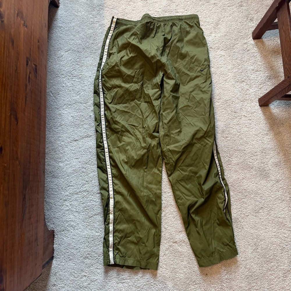 Nike Olive Green Men's Pants with Side Stripe